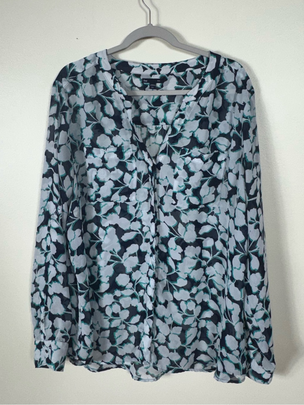 Gap Womens Peasant Floral Blouse XXL Prairie Career Long Sleeve Bohemian
